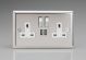 XC5U2SDW Varilight 2 Gang 13 Amp Single Pole Switched Socket with 2 x 5V DC 2.1 Amp USB Charging Ports Classic Polished Chrome Coated with White Sockets, and Polished Chrome Switches