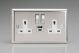 XC5UACDW Varilight 2 Gang 13 Amp Single Pole Switched Socket with 20 Watt USB-A and USB-C Charging Ports With Qualcomm QuickCharge 3.0 Classic Polished Chrome Coated with White Sockets, and Chrome Switches