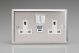 XC5UACW Varilight 2 Gang 13 Amp Single Pole Switched Socket with 20 Watt USB-A and USB-C Charging Ports With Qualcomm QuickCharge 3.0 Classic Polished Chrome Coated with White Sockets, and White Switches