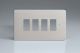 XDNPG4 [PLUS PGRID4 SUBSTRATE] Varilight 4 Gang Power Grid Faceplate Including Power Grid Frame Dimension Satin Chrome Effect Finish