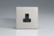 XDNRP5ABS Varilight 1 Gang 5 Amp Black Round Pin Socket 0-1150 Watts Screwless Satin Chrome Effect Finish With Black Socket