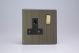 XDY4BS.AB Varilight 1 Gang 13 Amp Double Pole Switched Socket Urban Screwless Antique (Brushed) Brass Finish With Black Socket and Polished Brass Switch