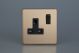 XDY4BS.BC Varilight 1 Gang 13 Amp Double Pole Switched Socket Urban Screwless Brushed Copper Finish With Black Socket and Iridium Black Switch