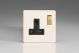 XDY4VBS.PD Varilight 1 Gang 13 Amp Double Pole Switched Socket Screwless Primed and Ready to Paint With Black Socket and Polished Brass Switch