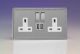 XDY5U2SWS.JS Varilight 2 Gang 13 Amp Single Pole Switched Socket with 2 x 5V DC 2.1 Amp USB Charging Ports Screwless Jubilee Beaded Brushed Steel Effect Finish With White Sockets, and Brushed Steel Switches