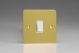 XFBBPW Varilight 1 Gang 10 Amp Push-to-make, Bell Push, Retractive White Switch Ultra Flat Brushed Brass Effect Finish With White Switch