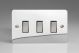 XFC93D Varilight 3 Gang 10 Amp Switch Ultra Flat Polished Chrome Coated With Polished Chrome Switches, On a Double Plate