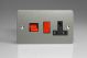XFS45PB Varilight 45 Amp Double Pole Horizontal Cooker Panel with 13 Amp Switched Socket Ultra Flat Brushed Stainless Steel With Red Switches and Black Socket