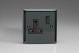 XI4B Varilight 1 Gang 13 Amp Double Pole Switched Socket Classic Iridium Black (Gloss) Effect Finish with Black Socket and Black Switch