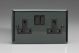XI5B Varilight 2 Gang 13 Amp Double Pole Switched Socket Classic Iridium Black (Gloss) Effect Finish with Black Sockets and Black Switches