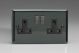 XI5DB Varilight 2 Gang 13 Amp Double Pole Switched Socket Classic Iridium Black (Gloss) Effect Finish with Black Sockets and Iridium Black Switches