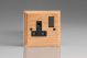 XO4BNB-S2W 1 Gang 13 Amp Double Pole Switched Socket Kilnwood Classic Wood Light Oak with Iridium Black Switch