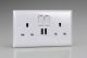 XO5U2SW Varilight 2 Gang 13 Amp Single Pole Switched Socket with 2 x 5V DC 2.1 Amp USB Charging Ports Classic Polar White Moulded Bevel