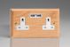 XO5USW-S2W 2 Gang 13 Amp Single Pole Unswitched Socket with 2 Optimised USB Charging Ports Kilnwood Classic Wood Light Oak with White Switch