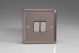 XR2D Varilight 2 Gang 10 Amp Switch Classic Pewter Effect Finish with Polished Chrome Switches