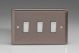 XR93D Varilight 3 Gang 10 Amp Switch Classic Pewter Effect Finish with Polished Chrome Switches,