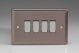 XR9D Varilight 4 Gang 10 Amp Switch Classic Pewter Effect Finish with Polished Chrome Switches