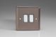 XRBP2D Varilight 2 Gang 10 Amp Push-to-make, Bell Push, Retractive Switch Classic Pewter Effect Finish with Polished Chrome Switches