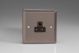 XRRP2AB Varilight 1 Gang 2 Amp Black Round Pin Socket 0-460 Watts Classic Pewter Effect Finish with Black Socket