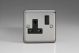 XS4B Varilight 1 Gang 13 Amp Double Pole Switched Socket Classic Matt Chrome Finish (Brushed Steel Effect) with Black Socket and Black Switch