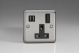 XS4U2SB Varilight 1 Gang 13 Amp Single Pole Switched Socket with 2 x 5V DC 3.4 Amp USB Charging Ports Classic Matt Chrome Finish (Brushed Steel Effect) with Black Sockets, and Black Switch