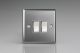 XTR2D Varilight 2 Gang 10 Amp 2 Way & Off Retractive Switch Classic Brushed Steel with Brushed Steel Switches