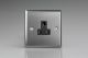 XTRP5AB Varilight 1 Gang 5 Amp Black Round Pin Socket 0-1150 Watts Classic Brushed Steel with Black Socket