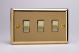 XV73D Varilight 3 Gang Comprising of 3 Intermediate (3 Way) 10 Amp Switch Classic Victorian Polished Brass Coated with Polished Brass Switches, Double Plate