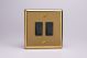 XVBP2B Varilight 2 Gang 10 Amp Push-to-make, Bell Push, Retractive Switch Classic Victorian Polished Brass Coated with Black Switches