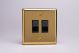 XVR2B Varilight 2 Gang 10 Amp 2 Way & Off Retractive Switch Classic Victorian Polished Brass Coated with Black Switches