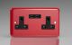 XY5U2B.PR Varilight 2 Gang 13 Amp Single Pole Unswitched Socket with 2 Optimised USB Charging Ports Lily Pillar Box Red with Black Sockets