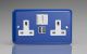 XY5U2SW.RB Varilight 2 Gang 13 Amp Single Pole Switched Socket with 2 x 5V DC 2.1 Amp USB Charging Ports Lily Reflex Blue with White Sockets, and White Switches