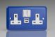 XY5UACW.RB Varilight 2 Gang 13 Amp Single Pole Switched Socket with 20 Watt USB-A and USB-C Charging Ports With Qualcomm QuickCharge 3.0 Lily Reflex Blue with White Sockets and White Switches