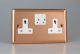 XY5VSW.CU Varilight 2 Gang 13 Amp Single Pole WiFi Switched Socket for V-Pro Smart Supla Urban Polished Copper Coated With White Insert
