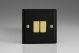 XY77V.MB-SP Varilight 2 Gang Comprising of 2 Intermediate (3 Way) 10 Amp Switch Vogue Matt Black Effect Finish With Polished Brass Switches