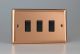 XY93B.CU Varilight 3 Gang 10 Amp Switch Urban Polished Copper Coated With Black Switches On a Double Plate