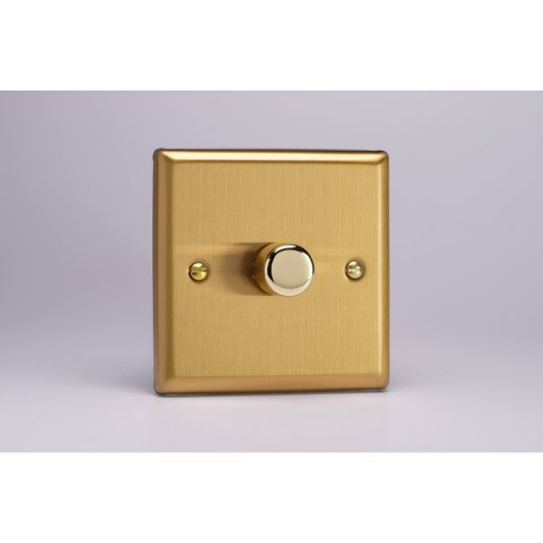 JBSM101 Varilight V Pro Smart Series Master Dimmer Supla WIFI enabled 1 Gang 0 120W Trailing Edge LED Classic Brushed Brass Effect